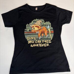 Pam Pling Gandalf Sloth "Sure You Can Pass" T-Shirt Women's L Black